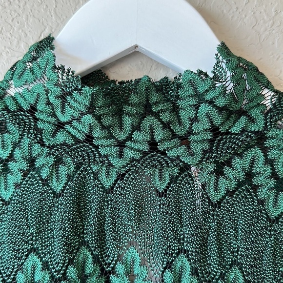 Free People  Simone Mock Neck Lace Dress in Hunter Green Size Small - Picture 5 of 12